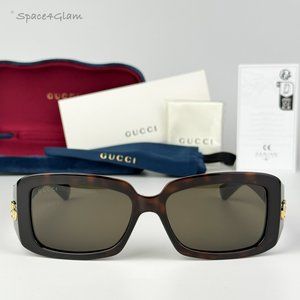 Gucci Men Sunglasses Dark Havana Brown Rectangle GG1403S 002 BRAND NEW